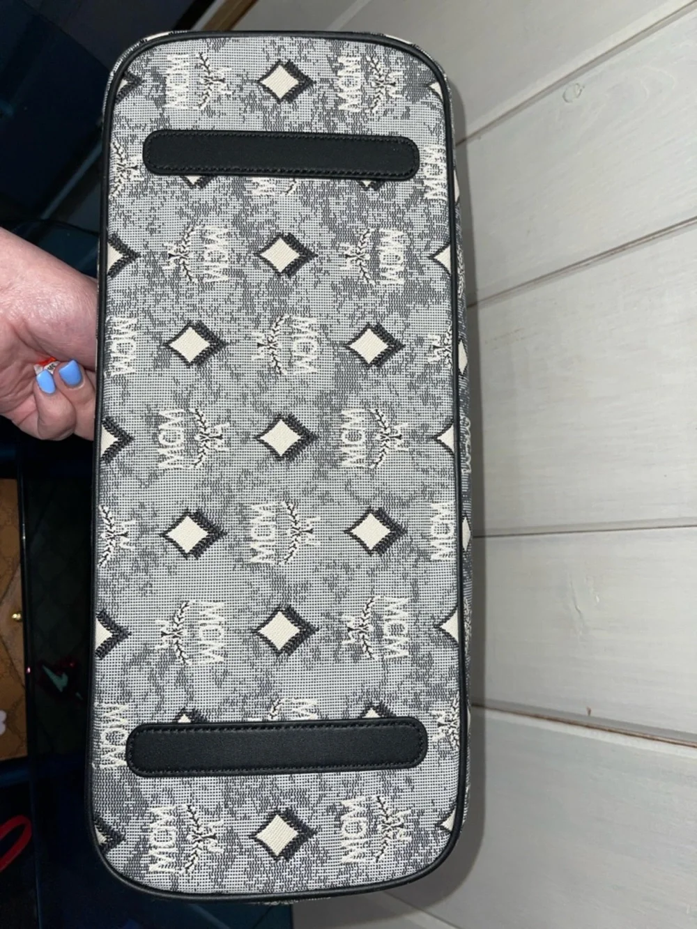 MCM Gray Logo Tote with Black Trim NWT full inclusion - Picture 9 of 14